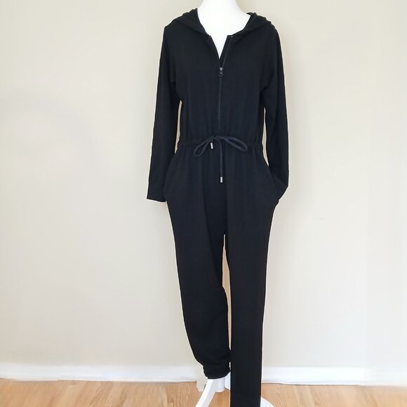 Smash + Tess Pants - JH x Smash & Tess Harris Hoodie Loungewear Romper in Black Size Medium